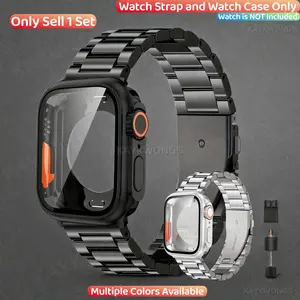KAYKWONG'S Stainless Steel Metal Solid Band with Watch Case, Smartwatch Strap, Smartwatch Accessories, Wearable Tech Accessories, Compatible with iWatch Series 11/10/9/8/7/6/5/4/3/2/1, For 46mm 45mm 44mm 42mm 41mm 40mm 38mm