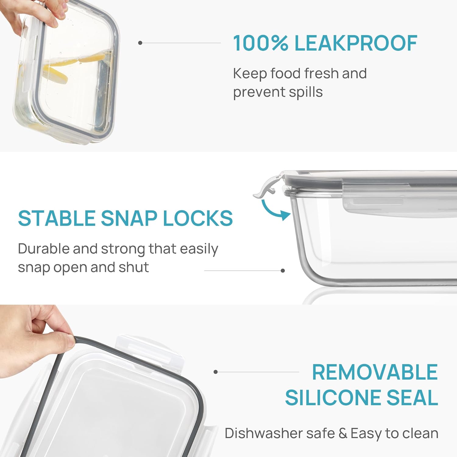 18-Pack Blue Glass Food Storage Containers 6 Sizes Square & Rectangle Airtight Leakproof Lids BPA-Free Microwave Freezer Safe for Kitchen Organization Meal Prep