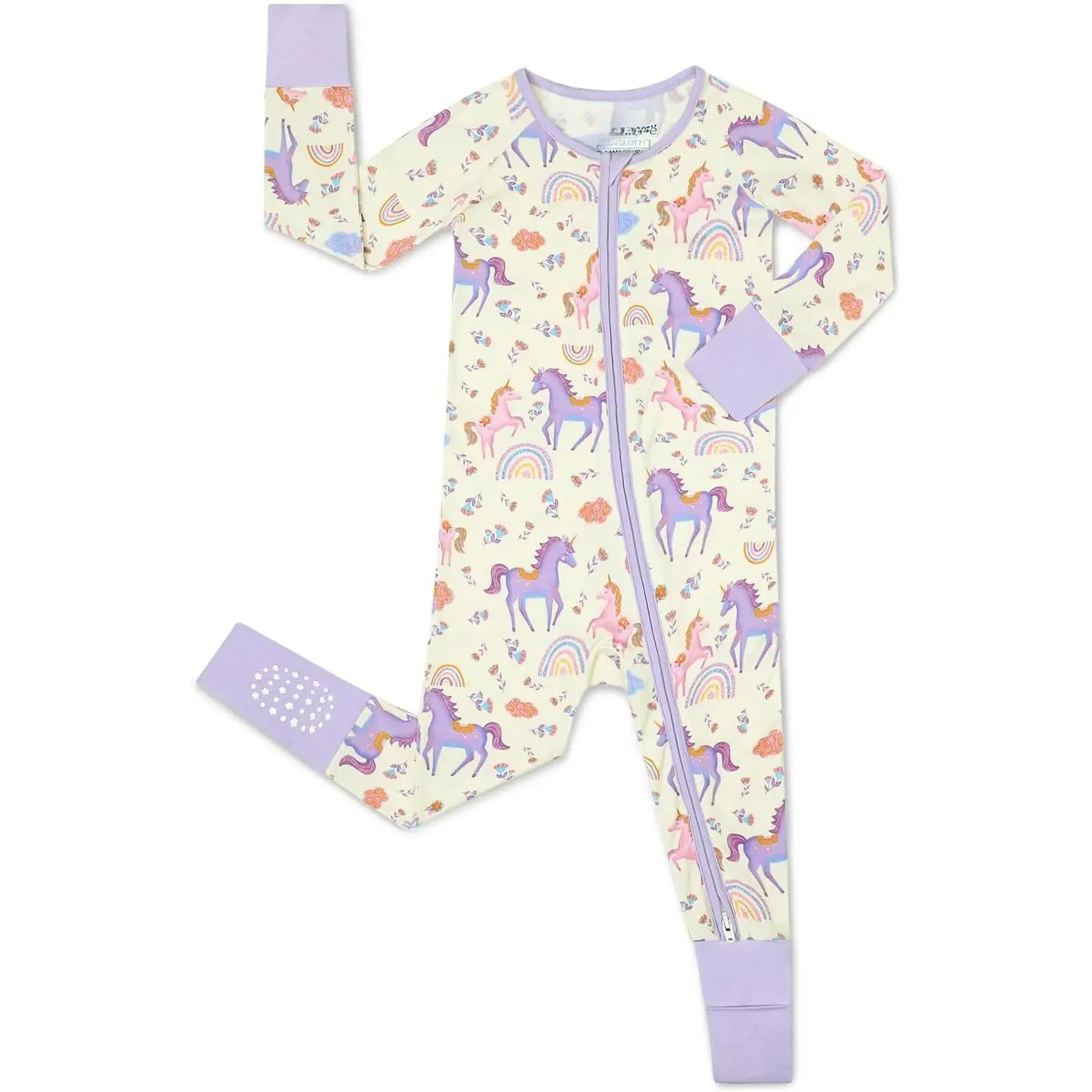 Bamboo Viscose Convertible Newborn Sleeper, Baby Girl Zipper Onesie Footie Pajamas, 0-24M New Model, Onesies, Convertible Sleepers