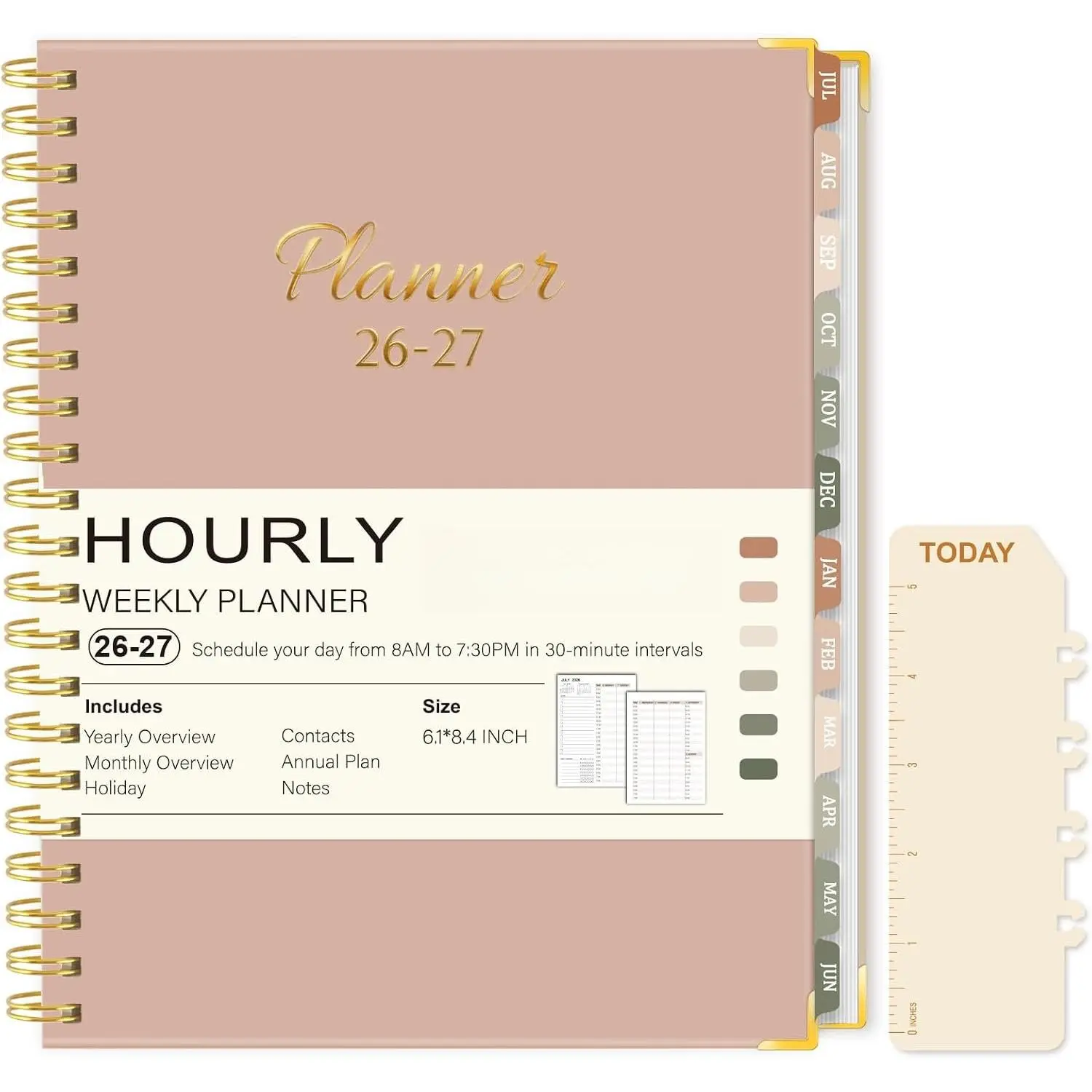 2026-2027 Academic Planner, Weekly & Monthly Appointment Book from Jul. 2026 - Jun. 2027, Work & Life Daily Hourly Planner with Time Slots, A5 Agenda Organizer for  School Office, , 8.4"x 6.1"