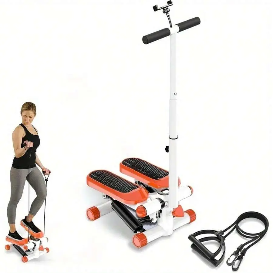 2026 Mini Stair Stepper With Resistance Bands Adjustable Height 350LB Fitness Stepper Machine For Home Gym Portable Cardio Workout Equipment For Legs Toning Compact Stepper For Small Spaces Phone Holder