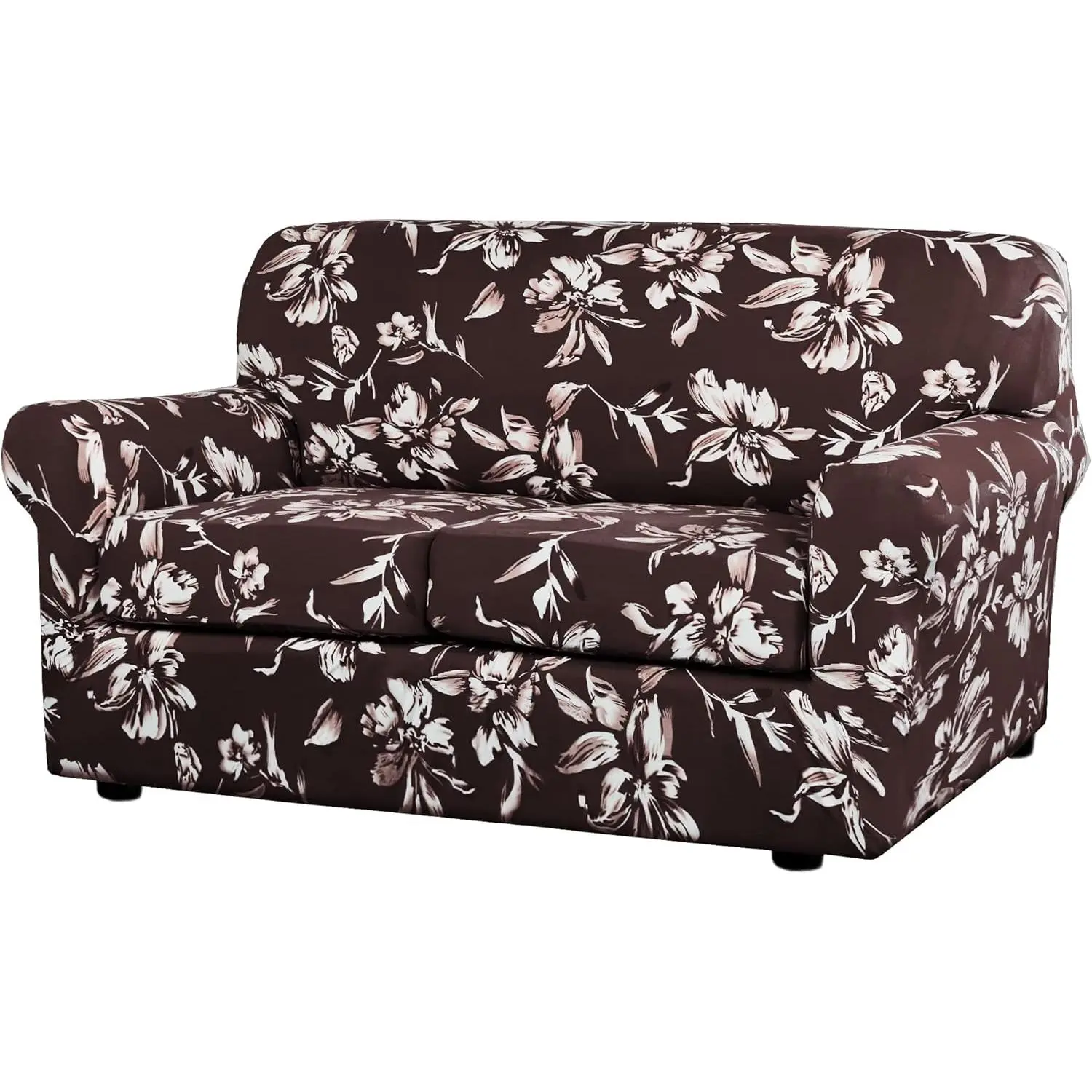 Super Stretch 3 Pieces Sofa Covers for 2 Cushion Couch Covers Sofa Slipcovers Feature Soft Thick Bouncy Style with Individual Cushion Covers Pet Friendly - Loveseat, Chocolate