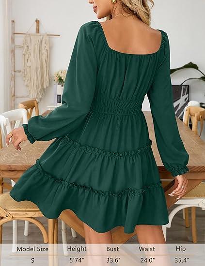 Women's lotus leaf ruffle dress new fall and winter women's fashion layered waist cinched elastic waist short skirt women