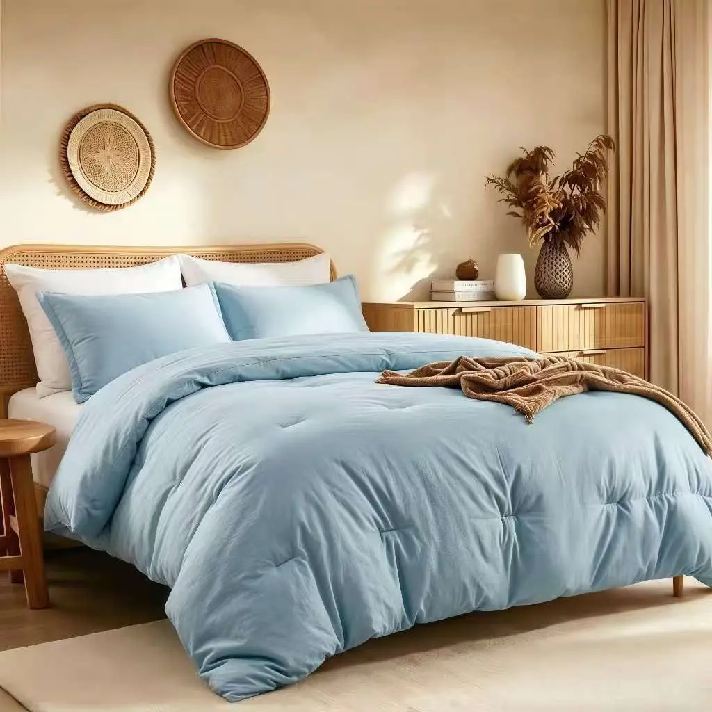 Twin Comforter Set Mist Blue,2PCS Soft Lightweight Breathable Bedding Comforter for All Season, Twin Size(68''*90'' Comforter & 1 Pillowcase)