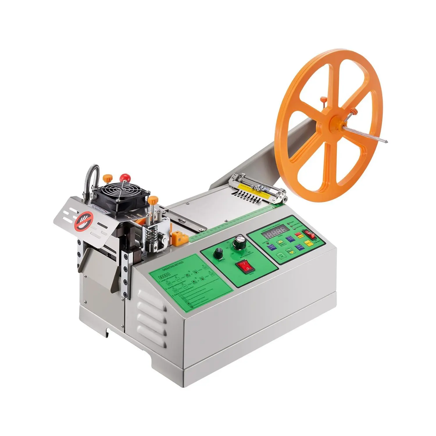 【DealsForYouDays】VEVOR Automatic Webbing Cutting Machine, Hot and Cold Ribbon Cutting Machine with Adjustable Temperature and LCD Display, Zipper Tapes Cutter for Nylon Webbing, Elastic Bands, Shoelaces