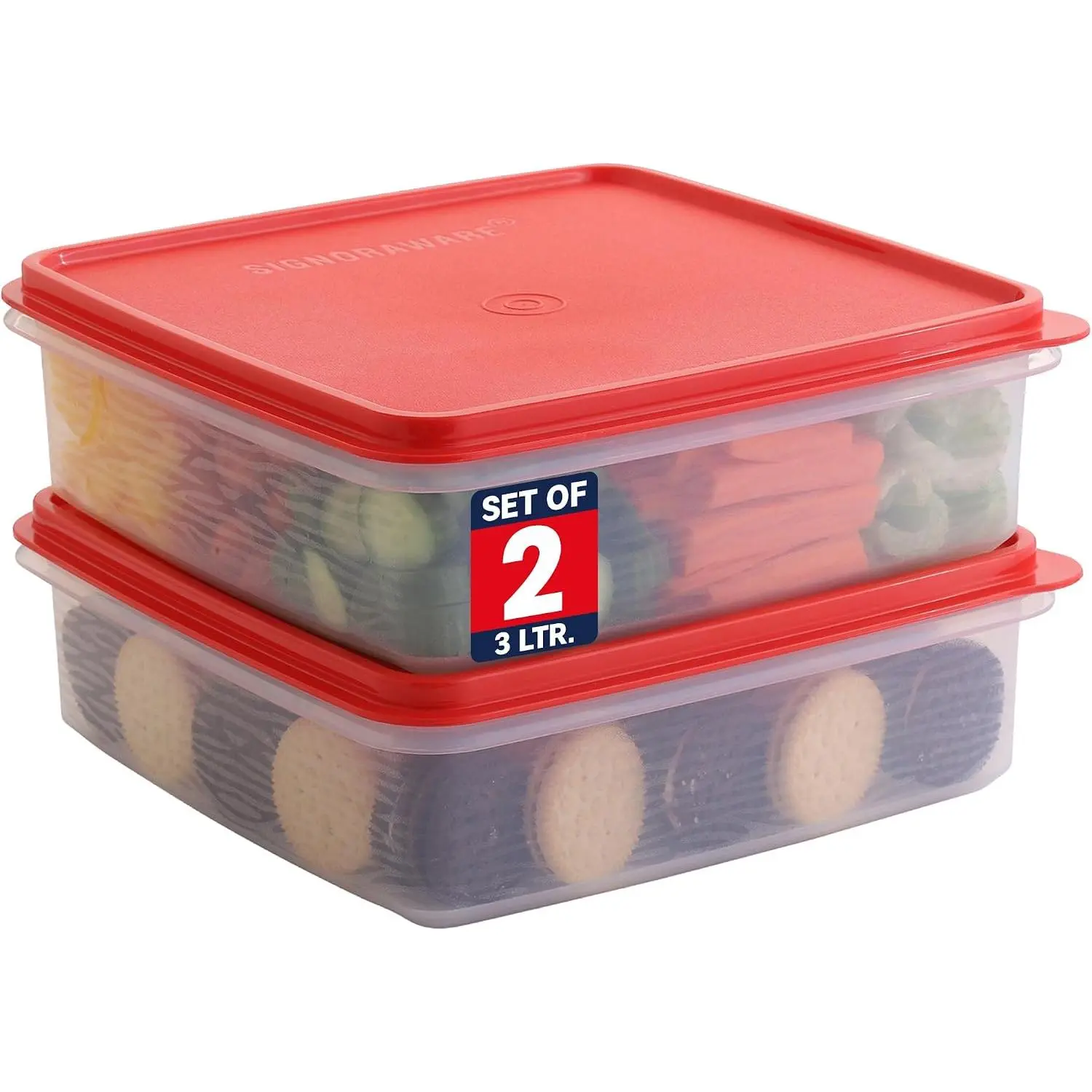 Plastic Storage Containers with  – 2-Pack 3L Cupcake Carrier – Leakproof Cookie Storage Containers Airtight –  Plastic Containers with  for  Storage, Meal Prep, Leftovers, Cupcakes