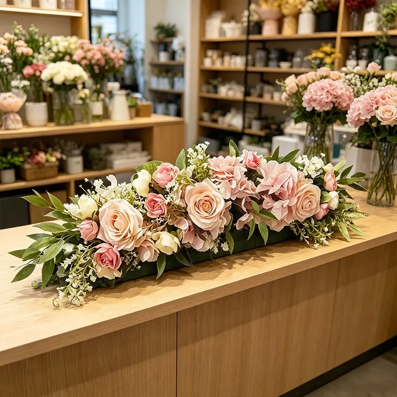 Artificial Flower Wreath, Artificial Floral Wreath, High-Realism No Maintenance, Wedding Pathway Decor, Outdoor Lawn Setup, Nordic Style, Bendable Design