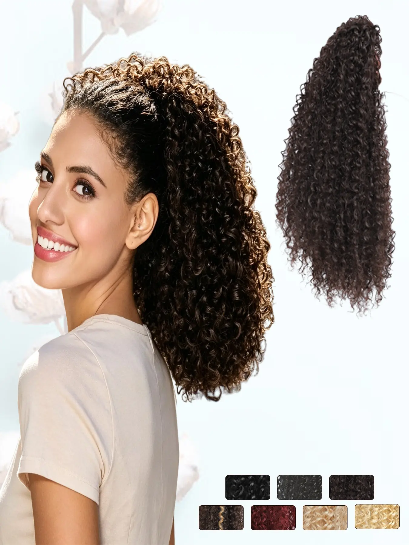 KAIRIYA 18" Drawstring Curly Ponytail: Yaki Textured Wavy Synthetic Hair, Secure One-Pull Drawstring, Lightweight Natural Fluffy Hairpiece for Women Daily Extended All-Day Comfort & Versatile Multi-Occasion Styling