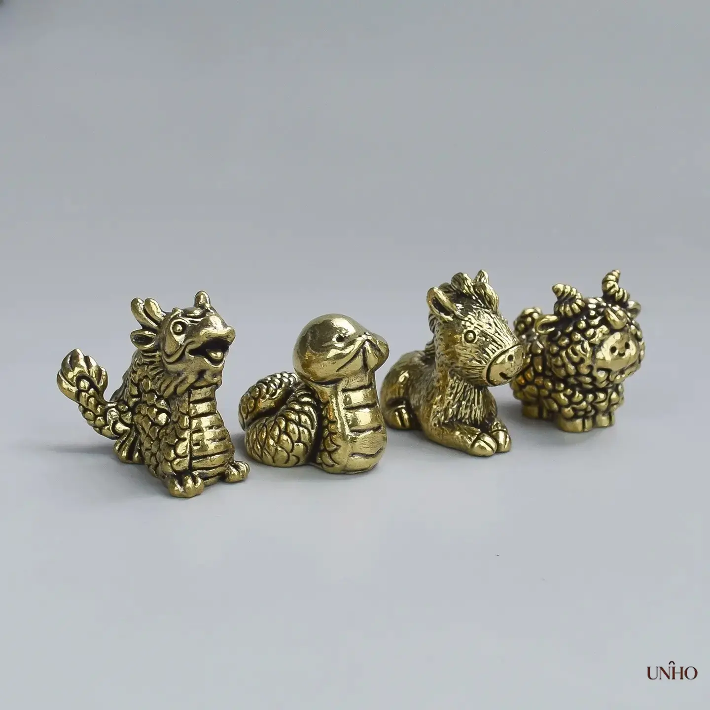 Chinese Zodiac Solid‑Copper Figurines, Traditional Copper Animal Ornaments, Rat, Tiger, Rabbit, Dragon, Horse, Sheep, Monkey, Rooster, Dog, Pig Statues For Home, Office Desktop Decor & Gift‑Giving