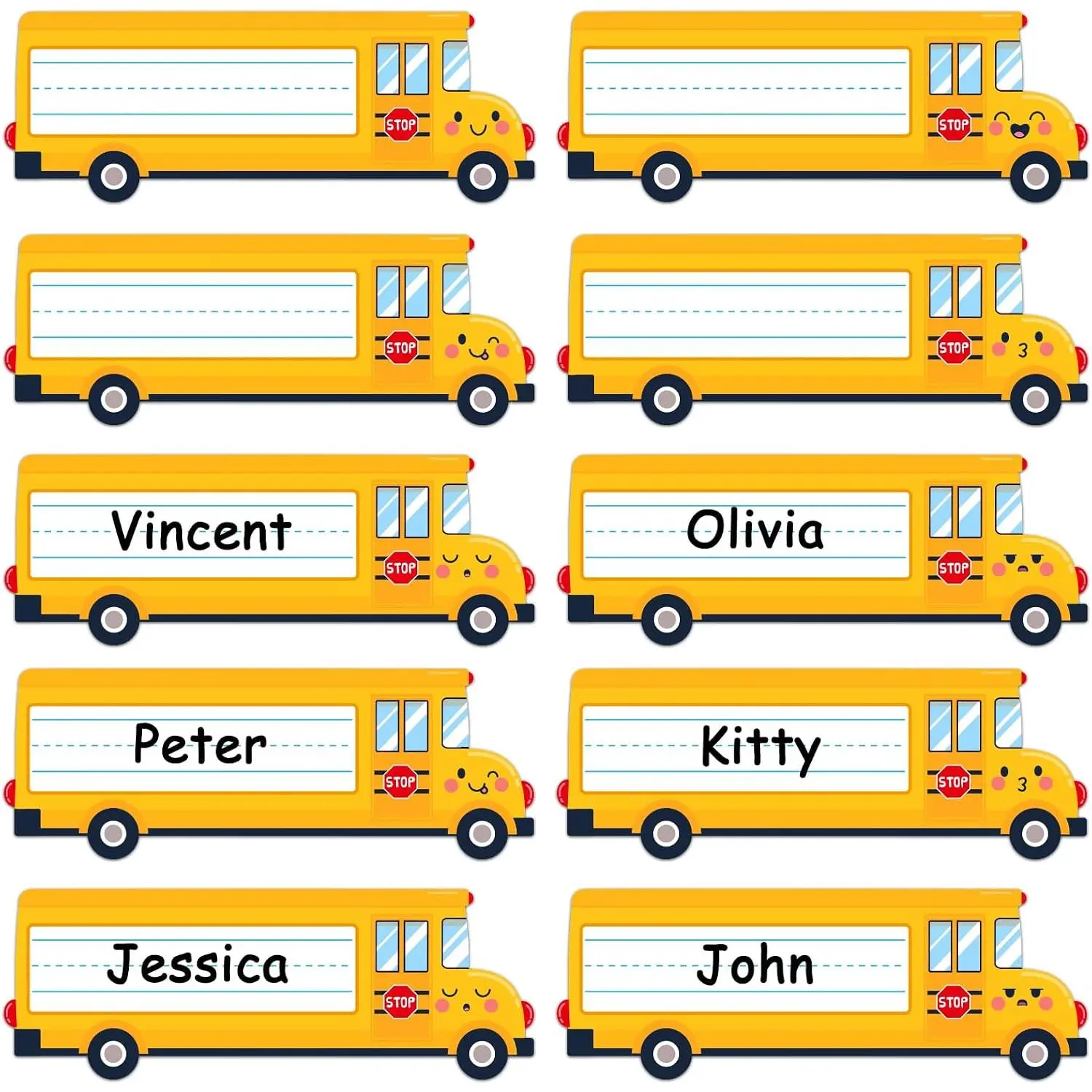 Name Tags for Classroom Desks - 36 count School Bus Student Desk Name Tags, Personalized Self Adhesive Desk Name Plates Stickers for Classroom,  Elementary Teacher Supplies  Haves