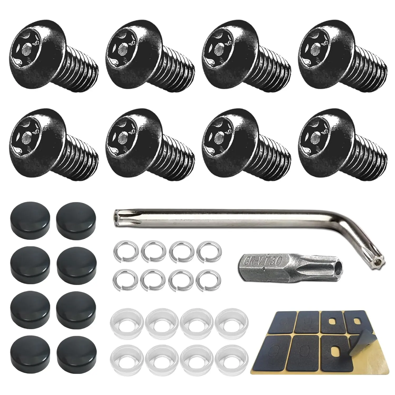 M5  Plate Screws for  & , Black, M5-0.8 x 12mm | Anti , Stainless Steel, Rustproof  Screws Kit, With Caps