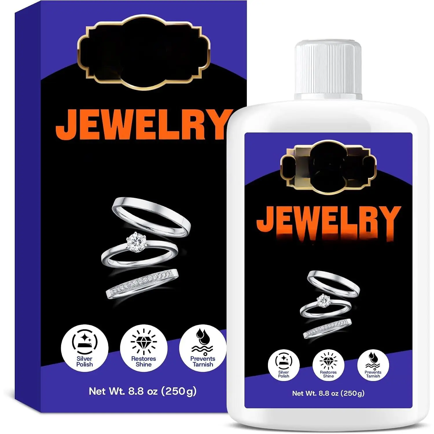 Cleaner (8.8 Oz),  Cleaner  Tarnish Remover, Sterling Silvers Polish Cleaners, Metal Polish for Chrome, Aluminium, Brass, Copper, Sterling Silvers and ‌Jewellery