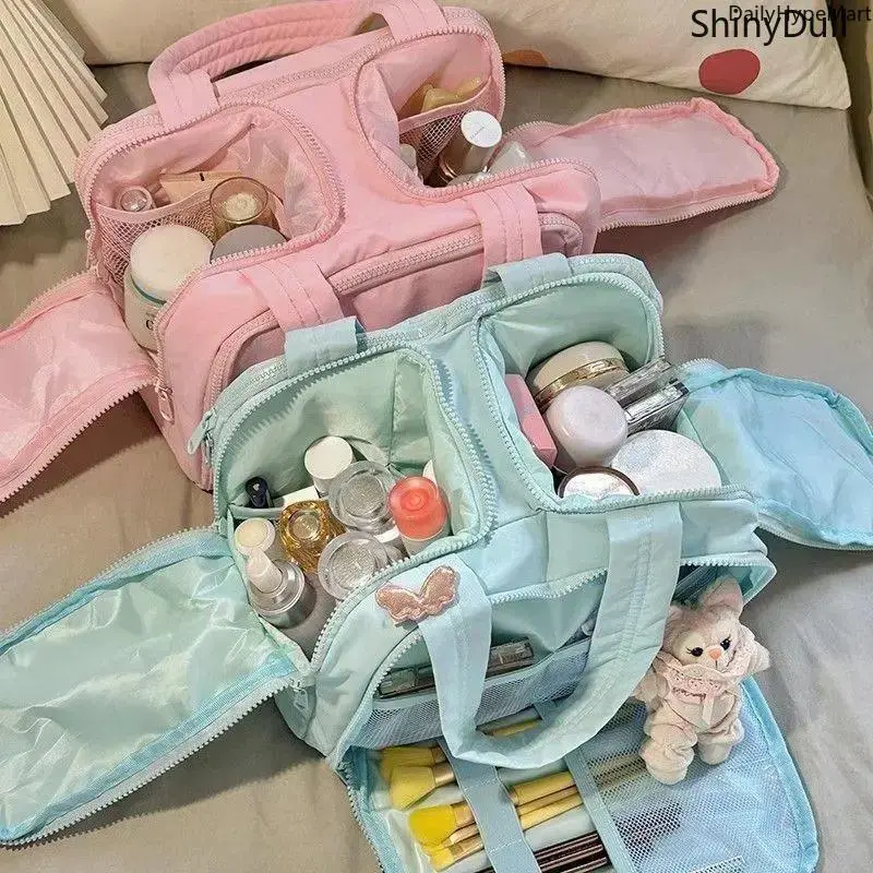 Large Capacity PVC Makeup Bag, Portable Waterproof Organizer with Compartments for Travel, Skincare & Toiletries, Travel Stuff, Toiletry, Handheld Cosmetic Pouch, Cosmetic Travel Bag
