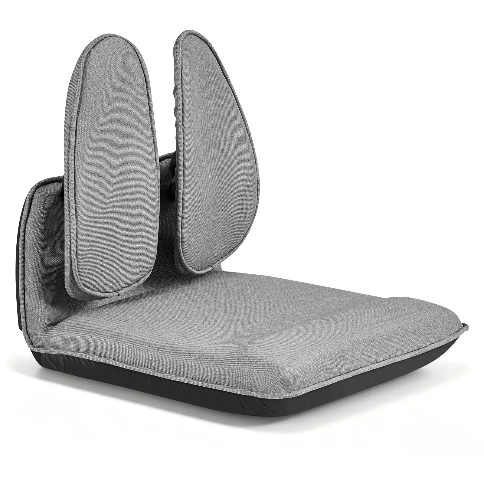 VEVOR Foldable Ergonomic Floor Chair, 5 Adjustable Positions Single Seat Gaming Chair with Sturdy Metal Frame, Recycled Foam & Linen Fabric, 300lb Capacity for Reading & Relaxing, Gray, Foldable Ergonomic Chair