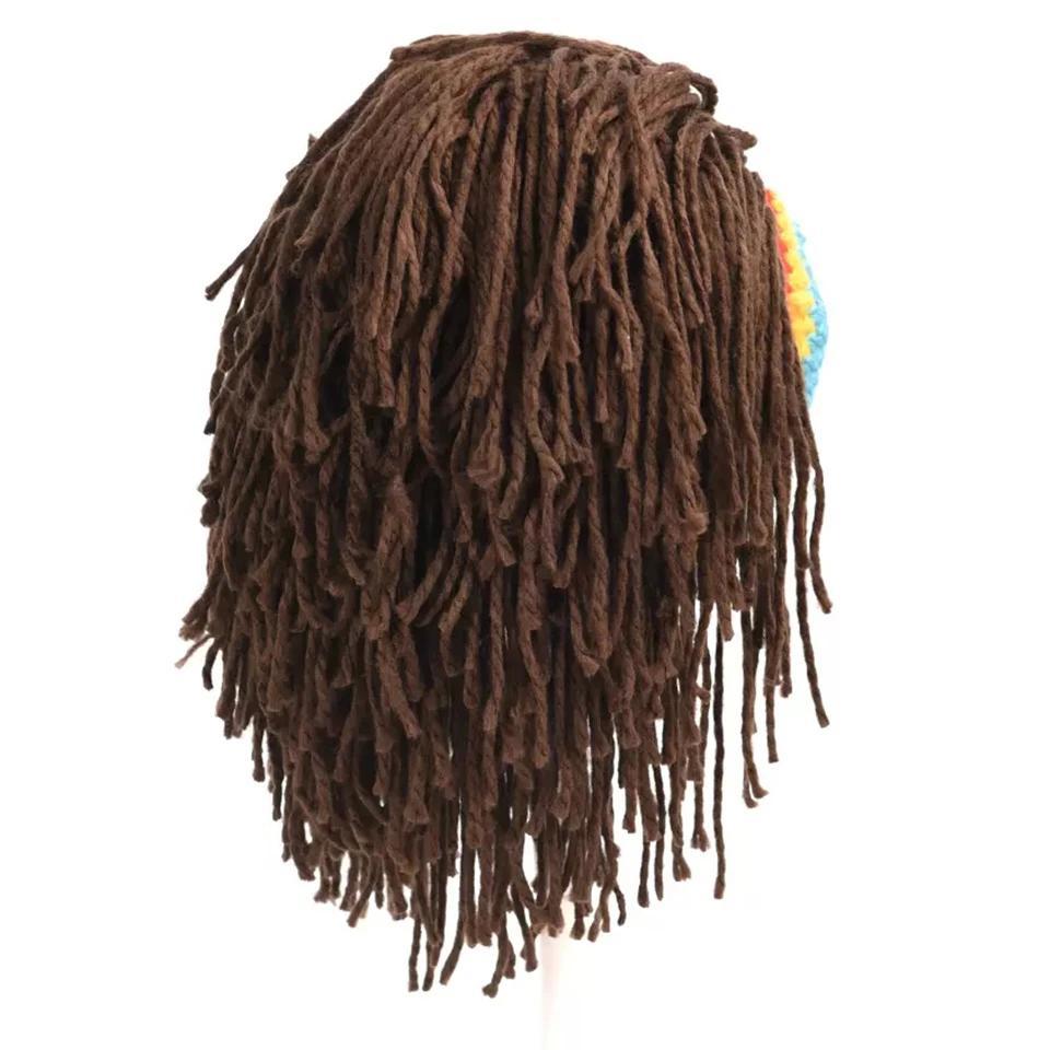 Unisex Synthetic False Braid Dreadlock Wig Beanie Caps Handmade Crochet Hat Gorro Rasta Jamaica African Party Hip Hop Dance Hat