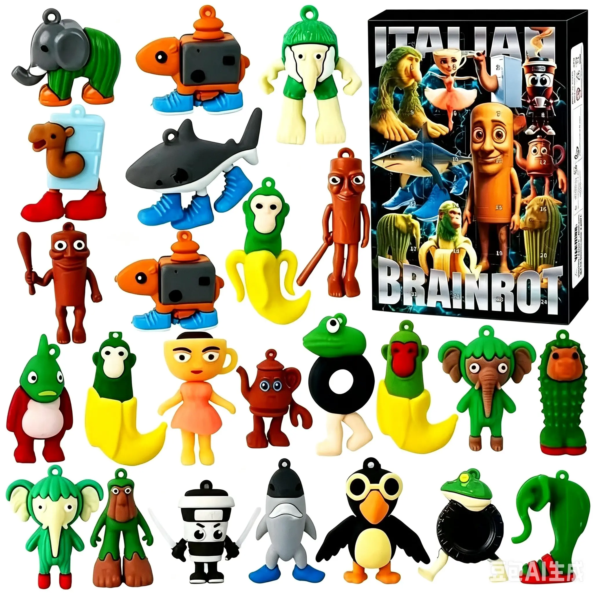 Italian Brainrot Christmas Advent Calendar 2026,24 Day Italian Brainrot Toys Action Figures Countdown Calendar,Halloween Christmas Gift for Kids Teens Girls and Boys