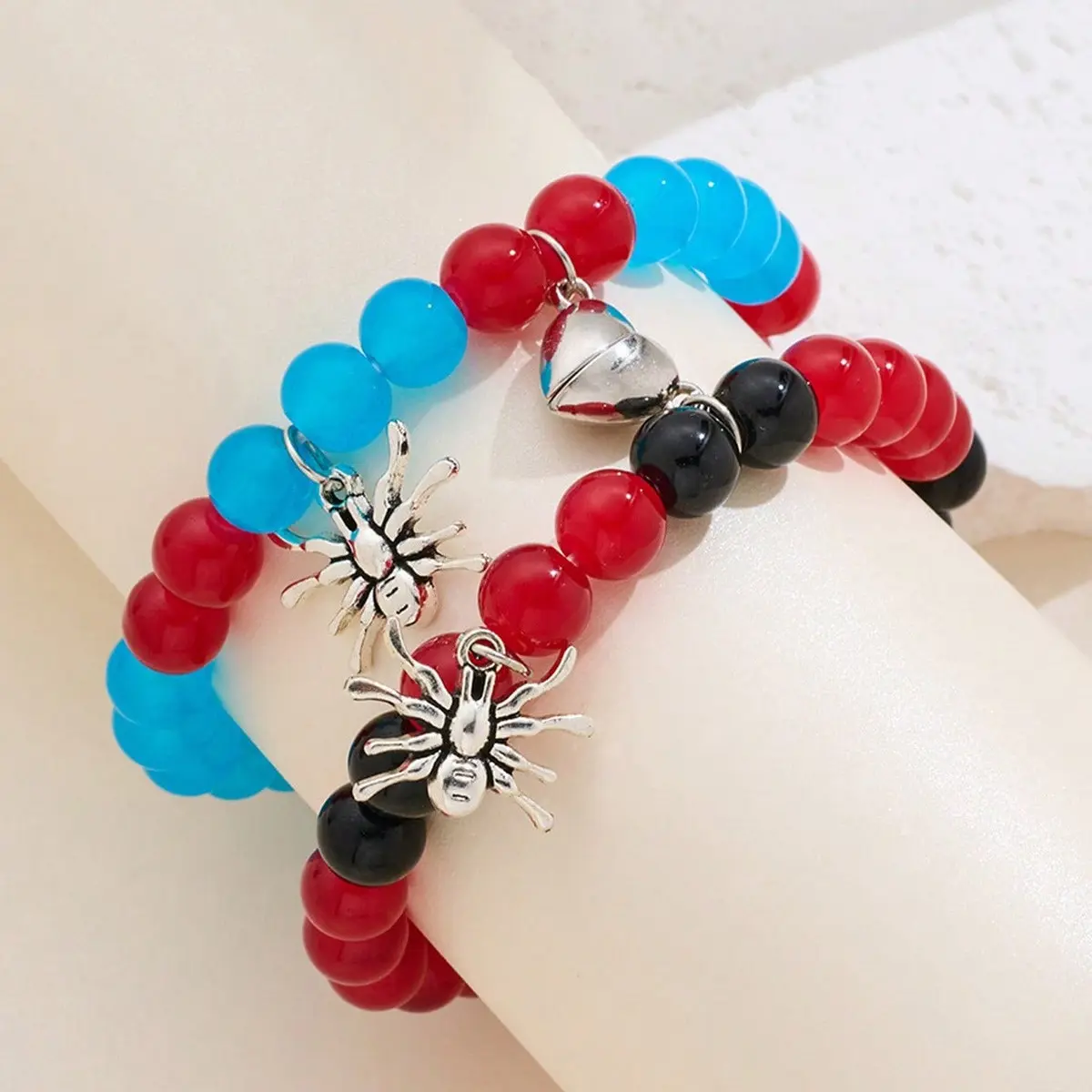 2 Pcs Couple Spider Pendant Bracelet Set, Simple Fashion Creative Gift Jewelry, Perfect for Relationship Anniversary, Valentine's Day Party Gifts