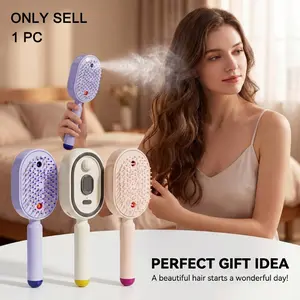 Electric Spray Air Cushion Massage Comb & Hair Brush Suitable for Frizzy Hair Care, Rechargeable Mist Hair Care Brush with Anti-Tangle  Round Soft Bristles, Retractable Mist Spray Device with Scalp Massager for, Hydration for Dryness, for Home&Travel