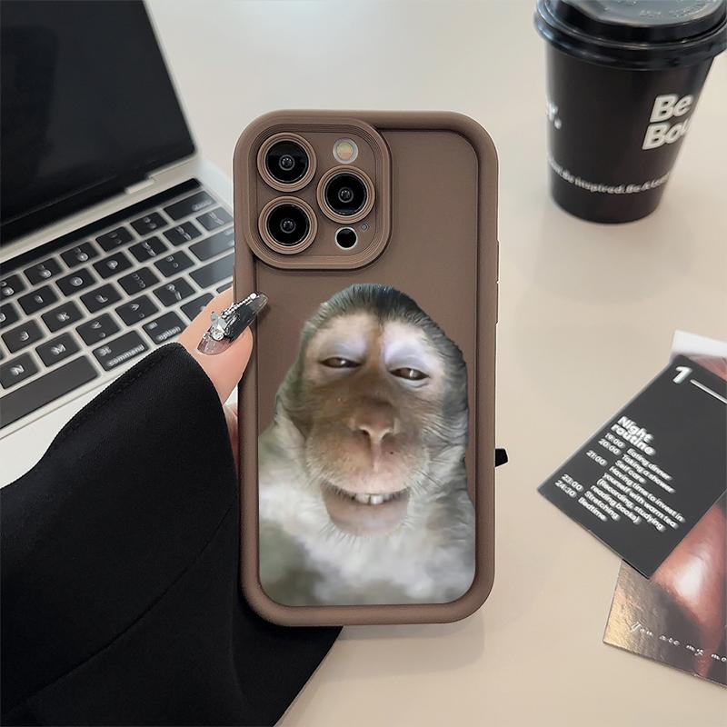 Cute Monkey Pattern Phone Case , Soft Silicone , Fully Protected and Shockproof For iPhone 16 15 Pro Max 14 16Pro 13 12 11 XSMAX Plus Funny Cover MEME