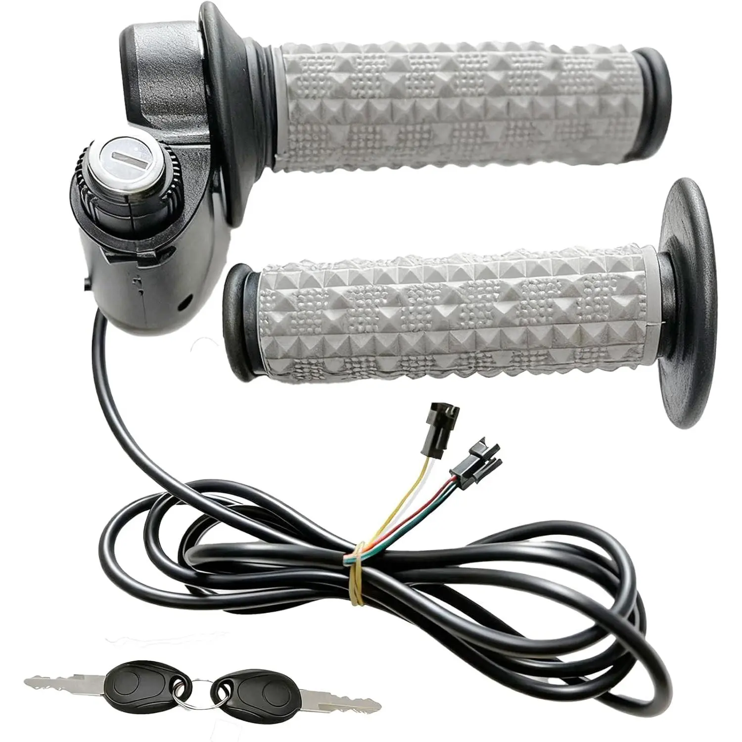 Full Twist E-Bike Throttle with Tapered Grip, 12V-72V Wide Voltage, Key Lock, Accurate Speed Modulation, Pre-Wired Plug-and-Play Set, Fits Ridstar Q20, Motorcycle Frames & Fittings