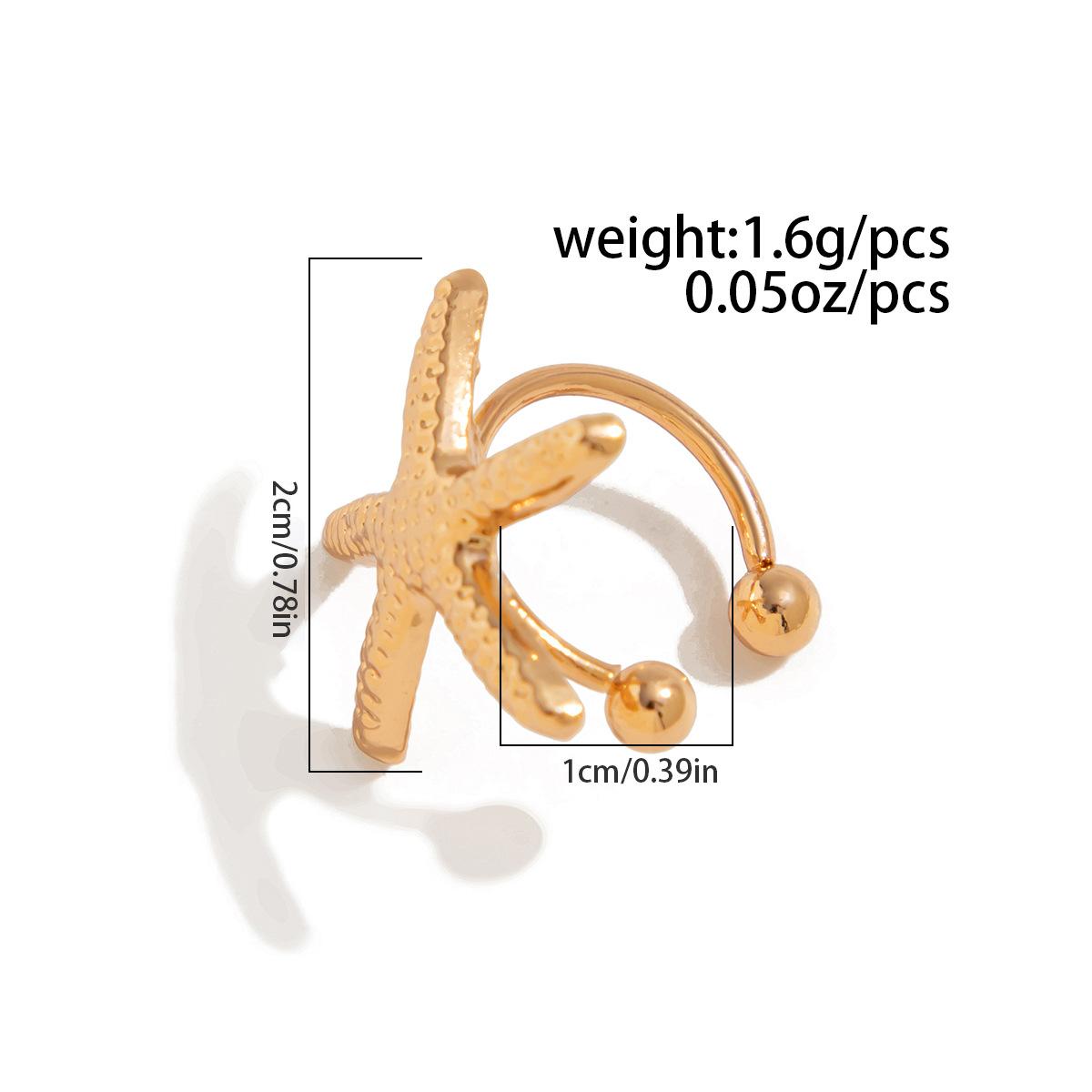 Ocean Inspired Starfish Star Stud Earrings Bold Statement Metal Earrings Exaggerated Beach Vacation Style Fashion Jewelry for Women Trendy Summer Coastal Aesthetic Party Club Daily Outfits Lightweight Alloy Ear Accessories