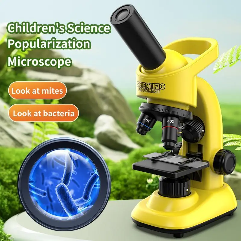 Kids Microscope Kit for 10-12 Years (Ages 5-12), Unisex ABS Plastic STEM Science Toy with 40X-1600X Zoom, Magnifies Objects, LED Light & Colors, Lab Tools, Prepared Slides, Phone Adapter, Holiday/Birthday Gift