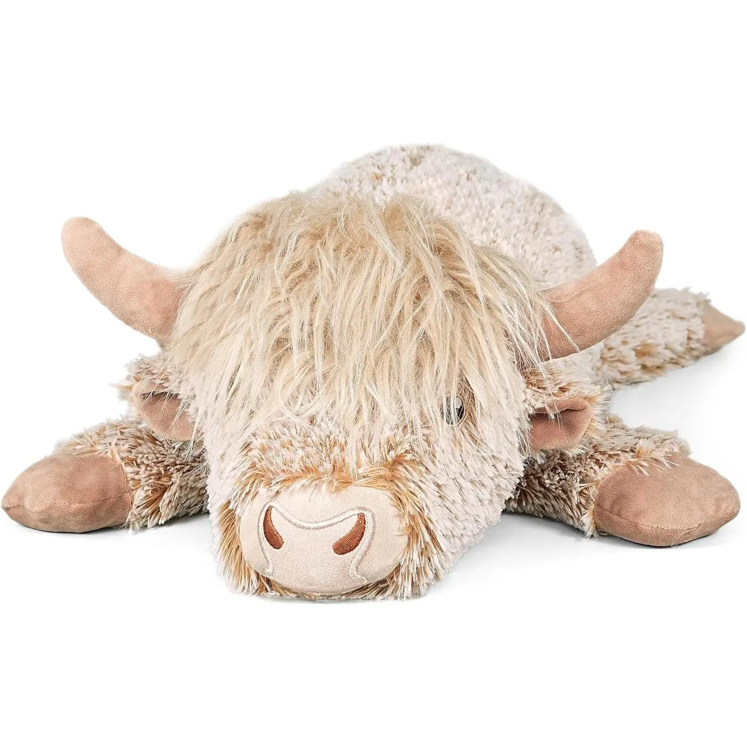 3.5Lbs Weighted Stuffed Animals Microwave Highland Cow Plush with Removable Heating Pad, 23" Unscented Heatable & Coolable Highland Cow Cute Warm Gifts for Kids and Adults