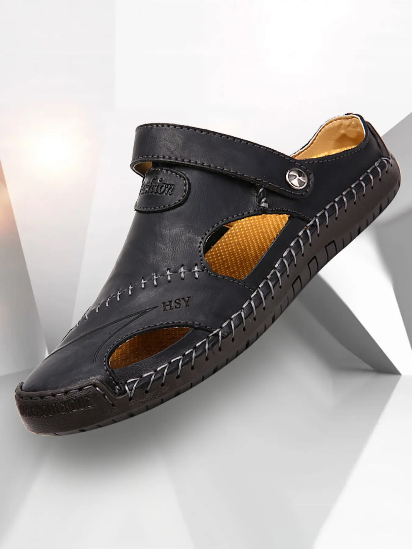 Men's Closed Toe Sandals Fisherman Sandals, Athletic Outdoor Style, Breathable Lightweight Non-Slip, Microfiber Leather Hiking Water Shoes, Plus Size, Beach Vacation Walking Shoes