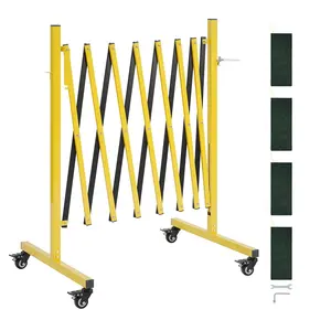 【DealsForYouDays】VEVOR Industrial Expandable Barricade, 12FT Expandable Safety Barrier, Flaxible Mobile Barricade with Locking Casters, Portable Folding Security Gate Traffic Fence for Driveway Warehouse Elevator