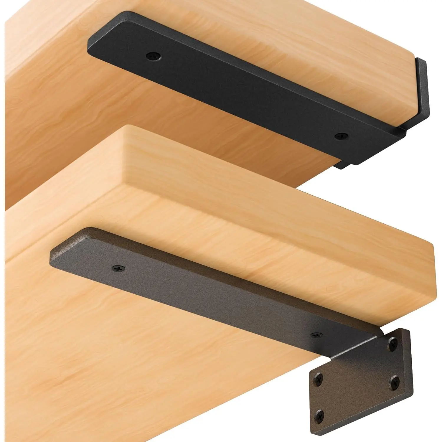 6 Pack Floating Shelf Bracket 6 Inch, Heavy Duty Hidden L Brackets, DIY Rustic Industrial Shelf Brackets with Modern Iron Finish(Black)