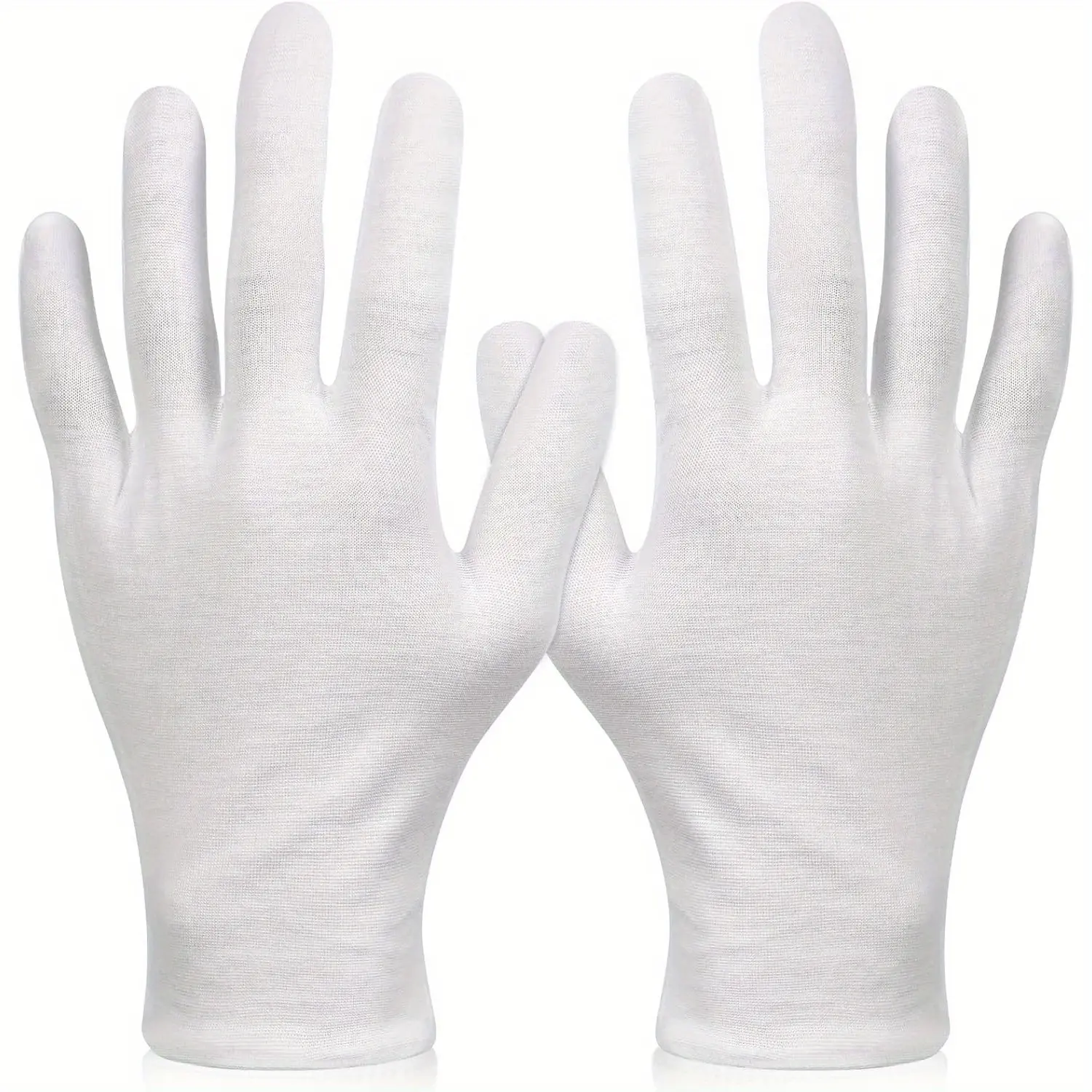 6 Pairs XL White Gloves Paired for Dry Hand Moisturizing Cosmetic Eczema Hand Spa and Jewelry Inspection