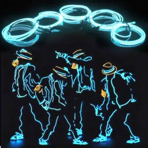 EL Wire 5in1 Portable Neon Rope Lights Strip Wearable Battery Pack Body Lights-360°Illumination Super Bright Cuttable DIY Halloween Christmas Festival Party Game Room Cosplay Costume(Ice Blue 1M)fidget toys