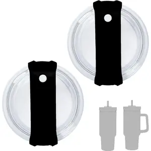 2 Pack 40 OZ Tumbler Lid Compatible for  Quencher, Spill Proof Splash Resistant Stainless Steel Tumbler Covers Fit for  and  Coffee Mugs (Black, 40oz-1.0)