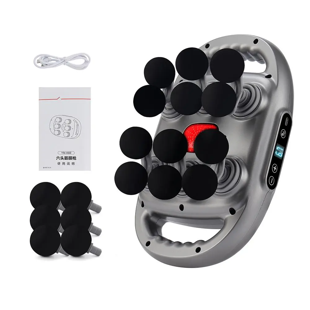 16-Head USB Rechargeable Portable Handheld Muscle Massager - Abs Shell, Odor-Free Lithium Ion Device, Professional Muscle Relief Tool for Home, Travel (1 Box, Charge First), Soft Eva Balls Shiatsu Heat Foot with Sock