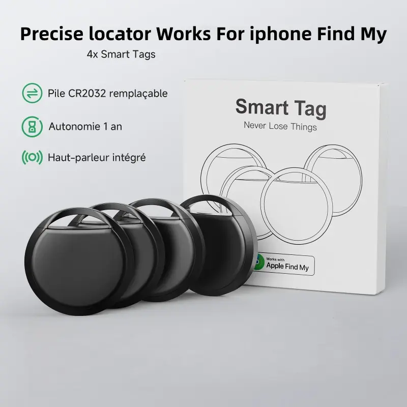 Airtag 4-Pack Smart Tags for iOS, iPhone Find My APP Compatible, Smart Tracking Tag Anti-Loss Tracker for Luggage, Privacy Protected, Replaceable Batteries