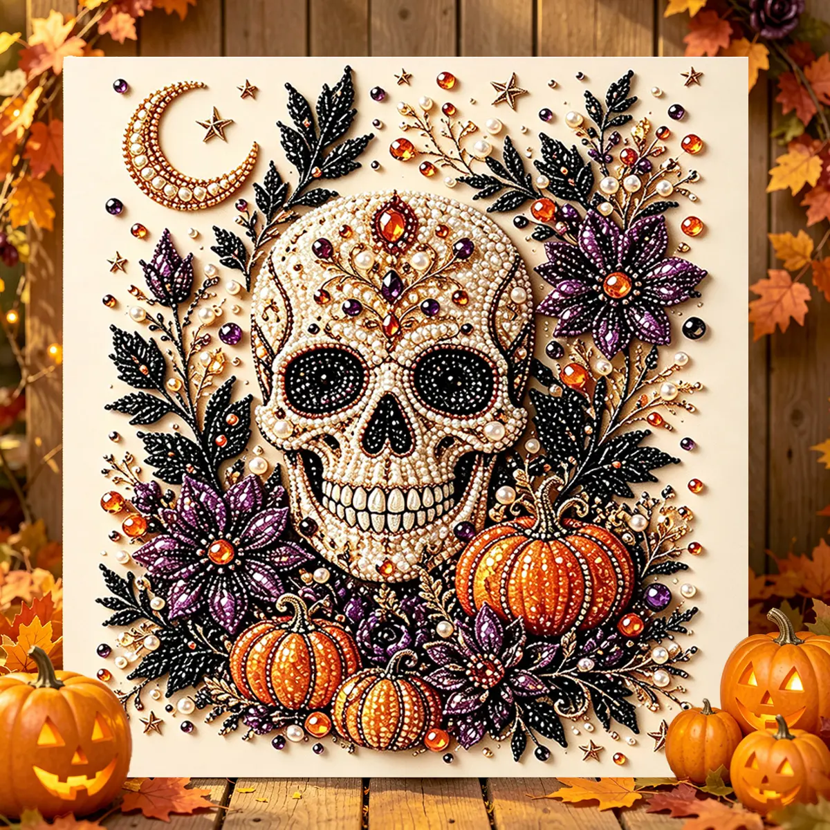 Halloween Ghost Pearl Art DIY Kit, Spooky Cute 3D Diamond Painting Crafts for Adults, DIY Fall Home Decor Wall Art, Beginner DIY Seasonal Party Gift
