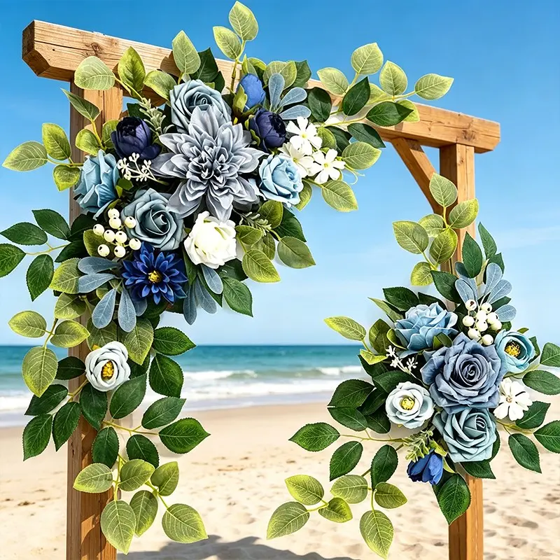 Mist Blue Rose Diagonal Artificial Flowers, Decorative Flowers, Vintage Morandi Hanging Floral Arrangement, Wedding Arch, Luxe Banquet, Airbnb, Coffee Shop Decor, Floral Decoration