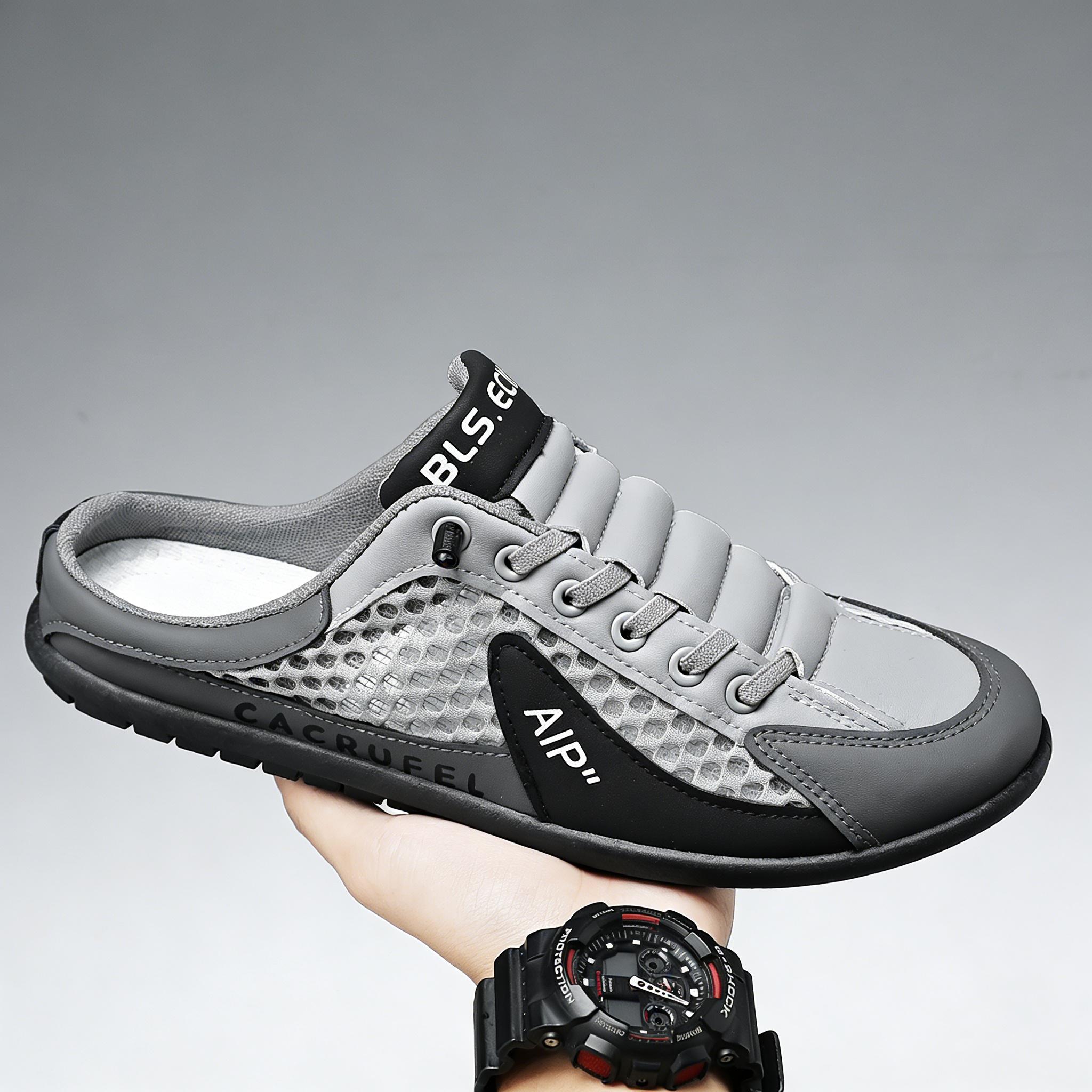 MOVRA1 Male Half Slip-On Casual Walking Shoes - Mesh Cloth, Breathable Cutout Sneakers with Lightweight Non-PVC Wear-Resistant Sole for Daily Walks, Outdoor Travel