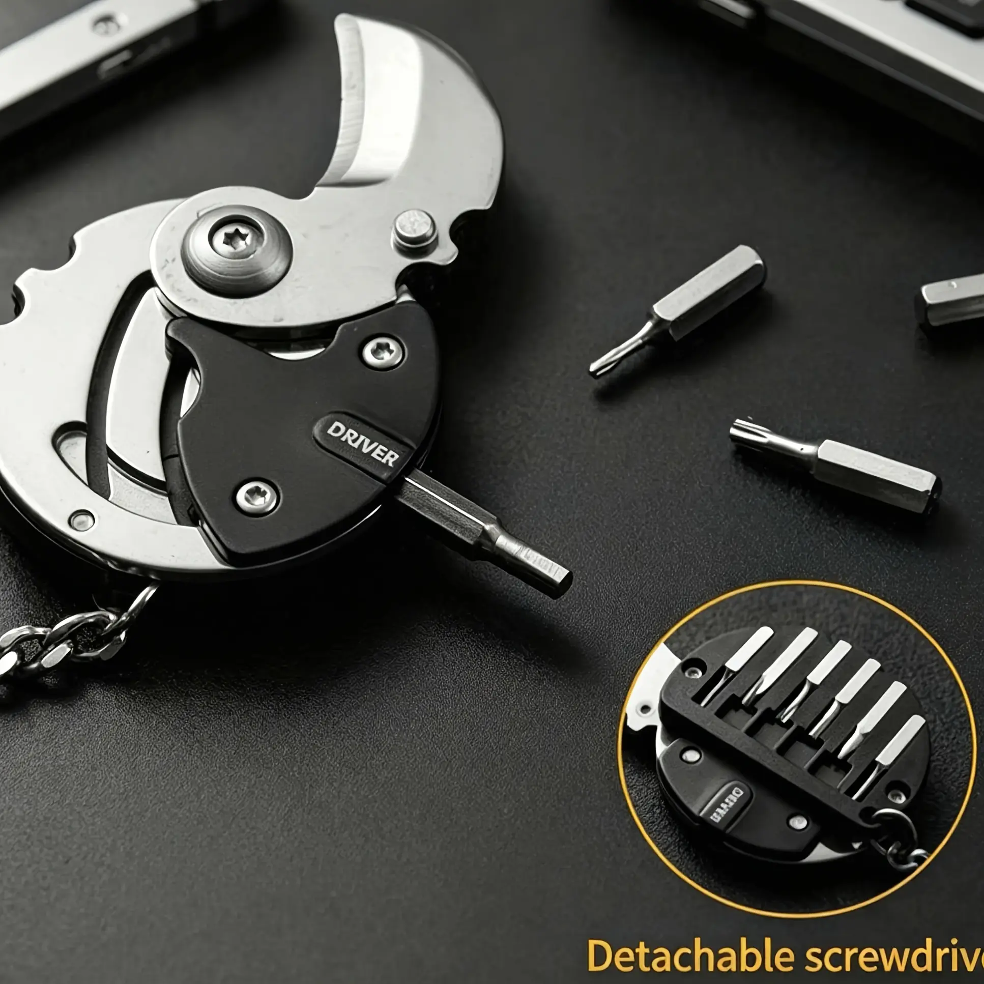6-in-1 Multi-Functional Coin Screwdriver Keychain, Compact Stainless Steel Screwdriver Kit with 6 Interchangeable Bits, a Portable Daily Carry Mini Tool for Home, Office and Outdoor Repairs, Outdoor Multifunctional Tools