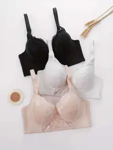 3pcs Women's Lingerie Set, French Style Lace Underwire Bras, Steel Cup Anti-Sagging, Breast Control, Elegant Fitted Design, All Seasons