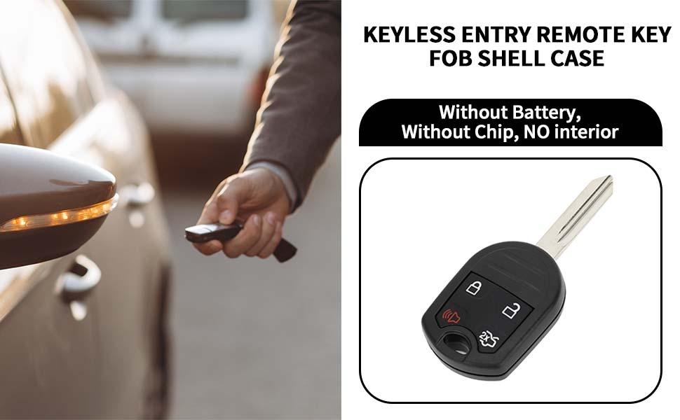 Key Shell Case Keyless Entry Remote Key Fob Replacement Case for Ford for Mustang 2008-2012 for Ford Edge 2007-2013 4 Buttons CWTWB1U793