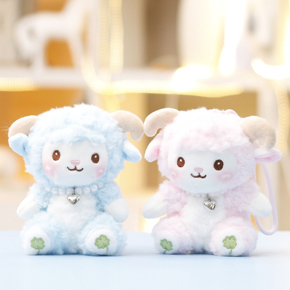 PP Cotton Little Sheep Plush Keychain Fluffy Soft Cartoon Animal Stuffed Doll Comfortable Portable Sheep Plush Keyring