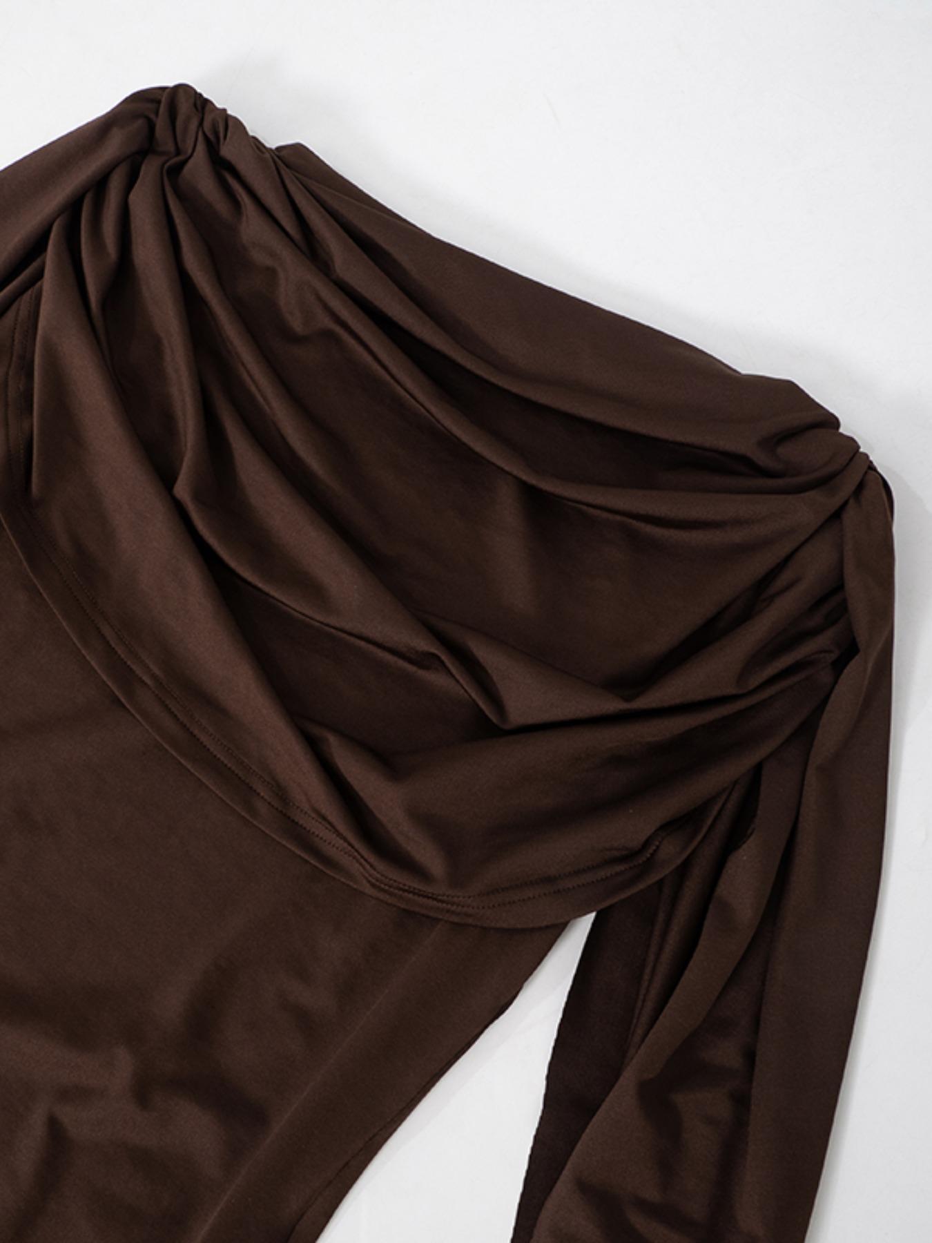 Women's Solid Color Bodysuit, Fashion Minimalist Casual Cowl Neck Bodycon Bodysuit for Nightlife, Women's Clothes for Summer