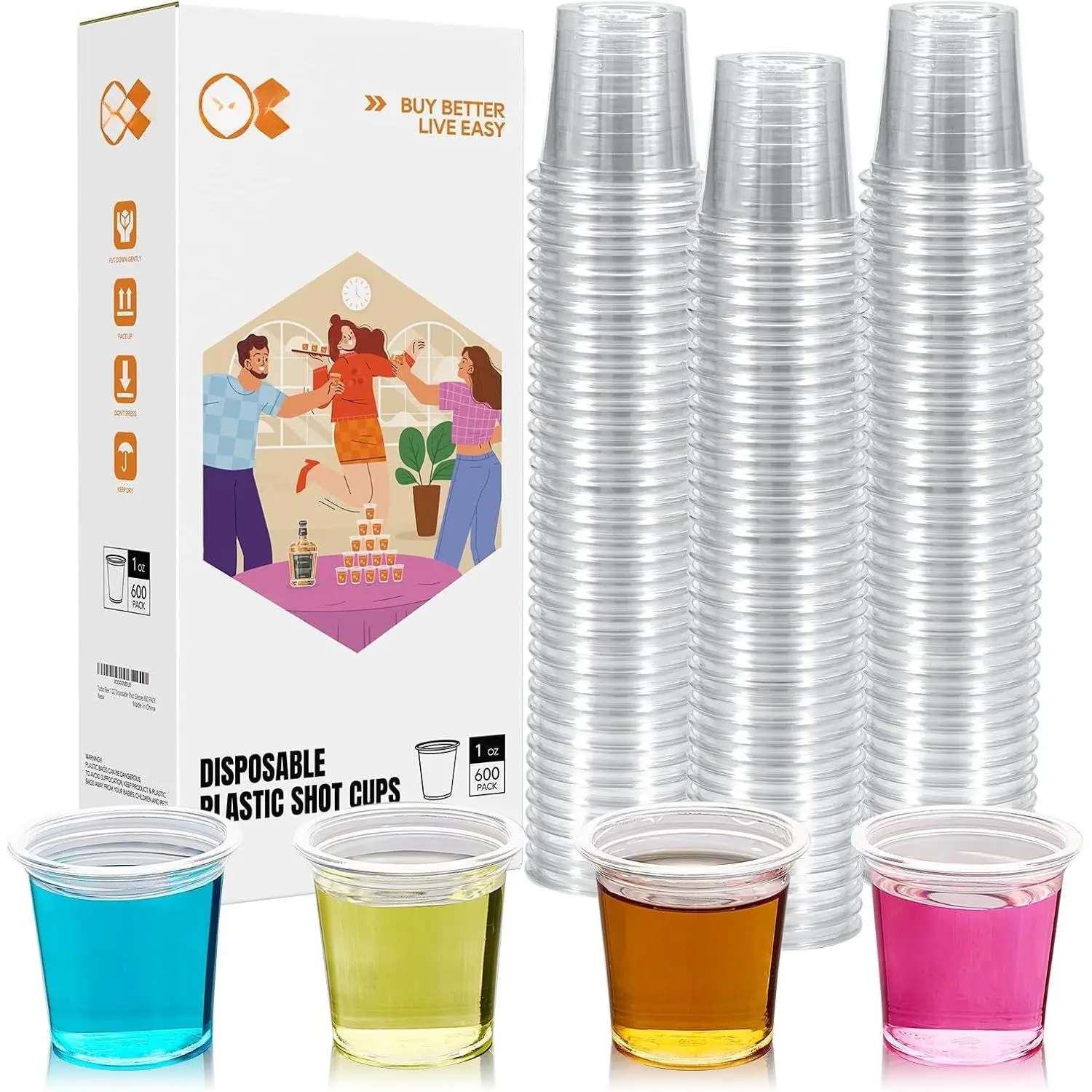 600 pack 1 OZ Disposable Plastic Shot Glasses, Mini Shot Cups for Party, Events,  and  Tasting