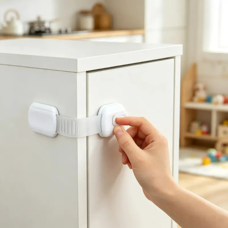 Child Safety Cabinet Locks, Easy Install Anti-Collision Door Latches for Toddlers, Durable Secure Baby Proofing Latches, Home Security Solution for Families, 6/12/18 Pack