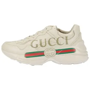 Gucci Rhyton Retro Logo Low-Top Dad Sneakers for Women in Ivory White Verifiable, with credentials and supporting global authentication