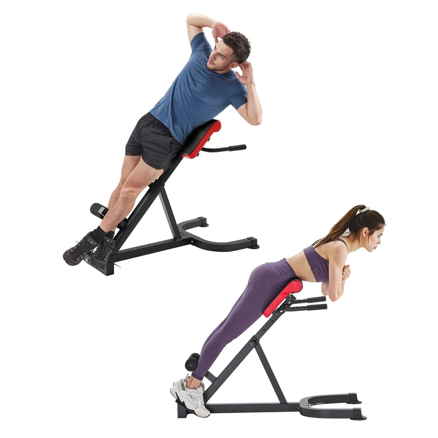 VEVOR Roman Chair Hyperextension Bench, 300 lbs Adjustable Extension Machine, Multi-Function Exercise Equipment for Glute, Hamstring, Lower Back, and Ab Workout, Fitness Weight Bench for Home Gym