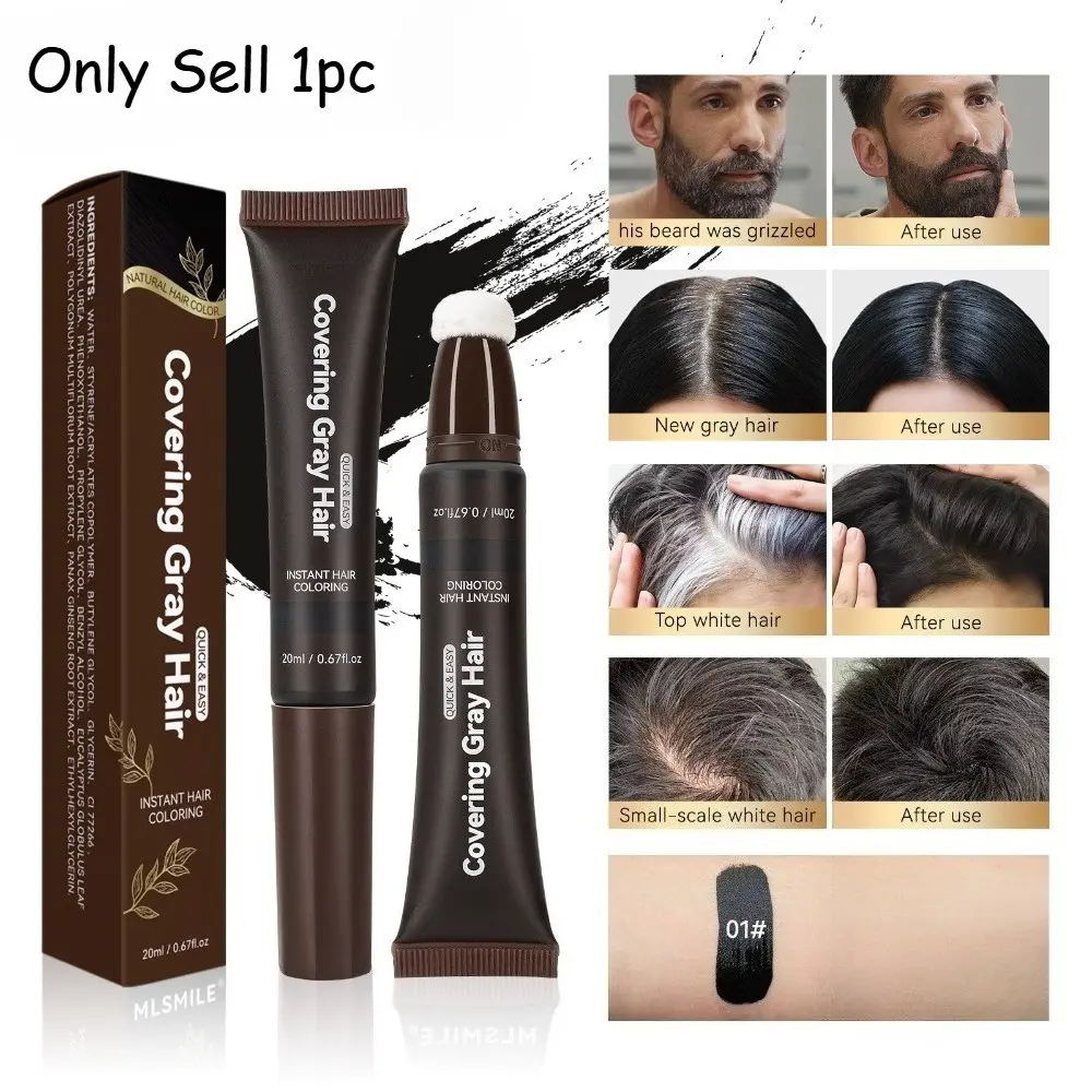 One-Time Hair Concealer Pen, Portable Tube, Plant Extract Quick-Dry Temporary Color Touch-Up, No Rinse, for Men and Women