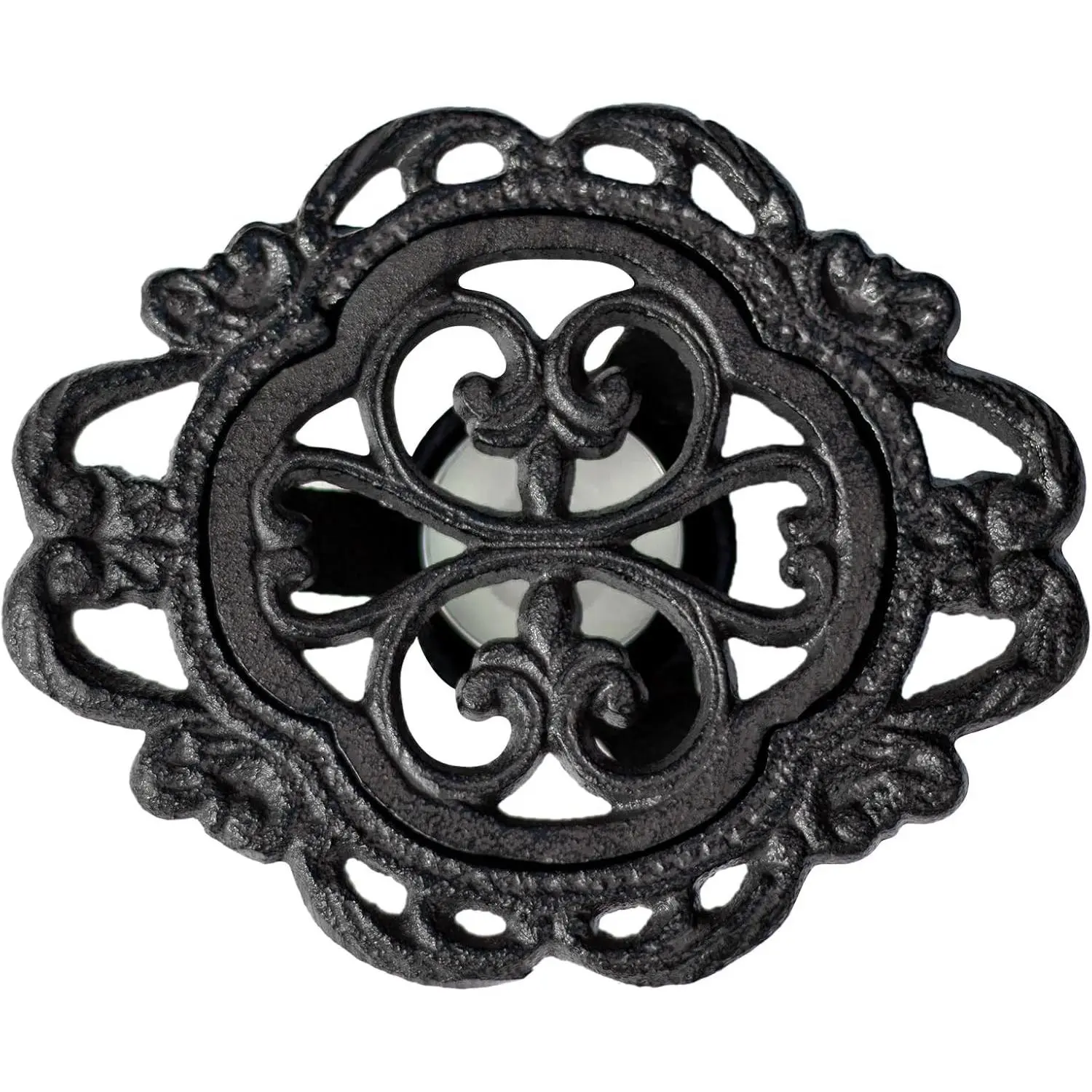 6.1 Inches Flower-Shaped Cast Iron Teapot Warmer Trivet with Tealight Holder, Heavy Duty Decorative Candle Holder Stand for Heating Food Coffee Milk Tea