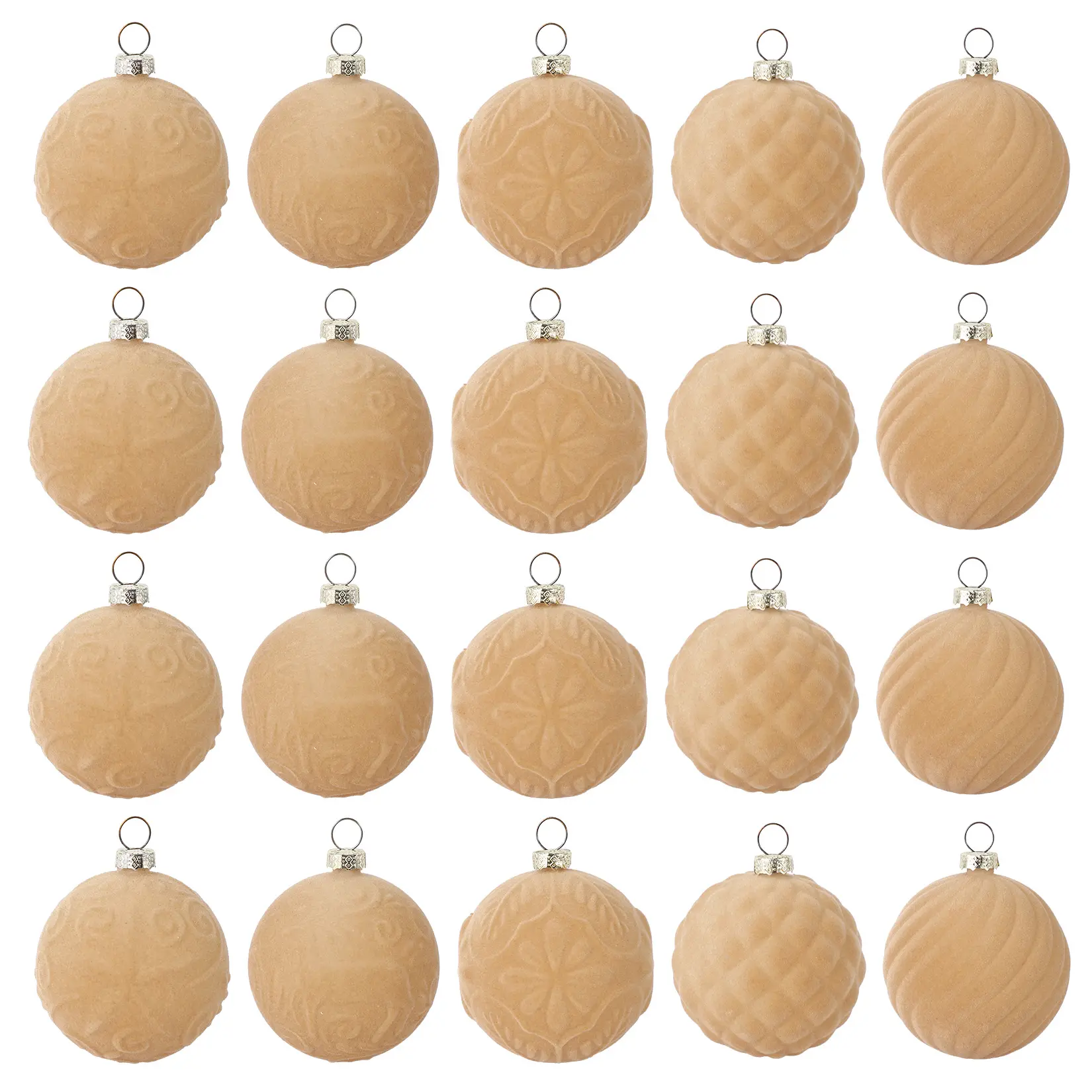 Vintage Soft Flocked Christmas Ball Ornaments - 25 Pcs Shatterproof Holiday Tree Baubles - Classic Home & Party Decor - 2.36 inch, 6cm